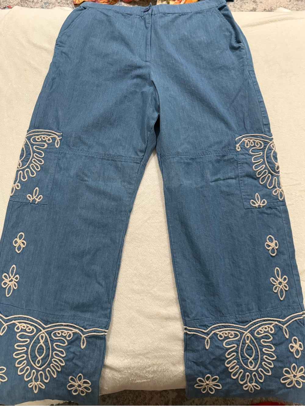 Johnny Was Soutache Cargo Pants denim indigo Size Medium D77